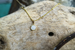 White druzy quartz gold necklace