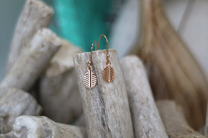 Rose gold leaf earrings