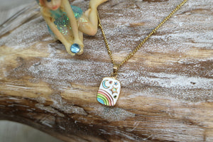 Children's rainbow, moon and stars gold necklace with opal and cubic zirconias