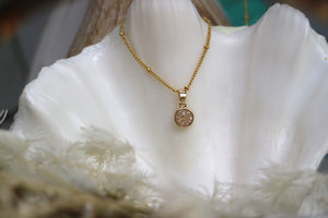 Champagne druzy quartz gold necklace