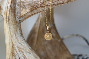 Gold starfish coin necklace