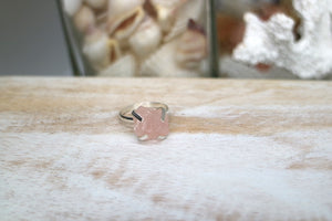 Sterling silver rose quartz raw stone ring