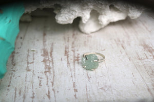 Sterling silver aquamarine raw gemstone claw ring