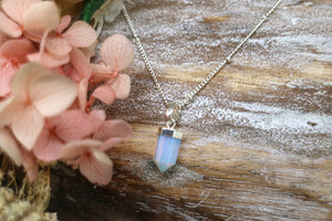 Opalite point silver necklace