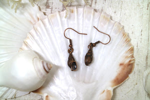 Antique copper bohemian sea shell earrings
