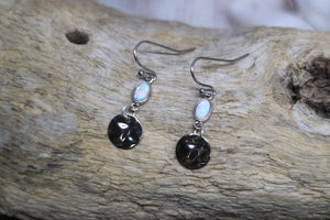 White opal silver earrings