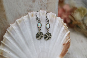White opal silver earrings