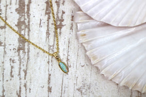 Blue opal gold necklace