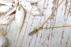 Smoky Quartz crystal point gold necklace