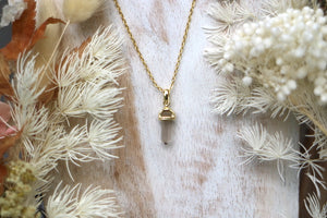Smoky Quartz crystal point gold necklace