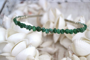 African green jade gemstone silver headband
