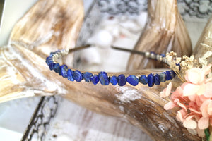 Lapis lazuli tumbled nugget gemstone silver headband