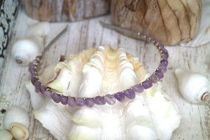 Amethyst tumbled nugget gemstone silver headband