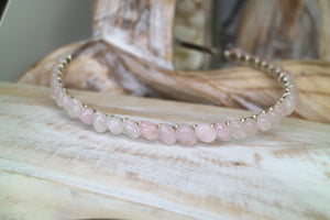 Rose quartz silver headband