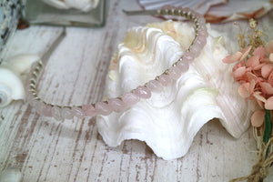 Rose quartz silver headband