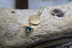 Mohave Turquoise and gold rune symbol necklace