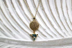 Mohave Turquoise and gold rune symbol necklace