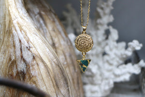 Mohave Turquoise and gold rune symbol necklace