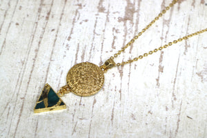 Mohave Turquoise and gold rune symbol necklace