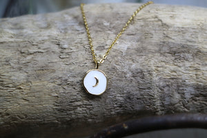 Gold and white moon necklace