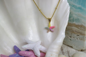 Children's rainbow starfish gold necklace