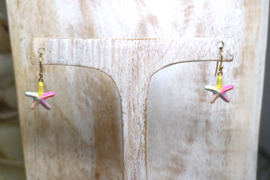 Children's rainbow starfish gold earrings