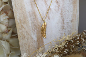 Gold feather necklace