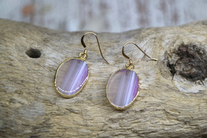 Pink agate gold earrings