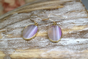 Pink agate gold earrings