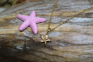 Children's cubic zirconia gold starfish necklace