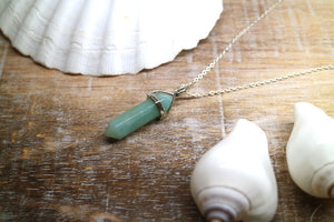 Aventurine point silver necklace