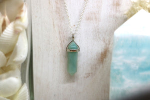 Aventurine point silver necklace
