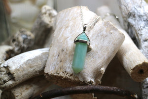 Aventurine point silver necklace