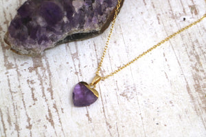 Children's Amethyst heart gold necklace