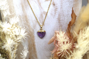 Children's Amethyst heart gold necklace