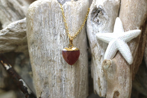 Children's Rhodonite heart gold necklace
