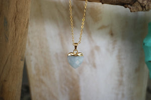 Children's Aquamarine heart gold necklace