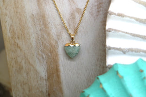 Children's Amazonite heart gold necklace