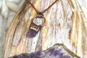 Bohemian amethyst and antique copper necklace