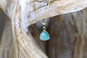 Amazonite gemstone gold necklace