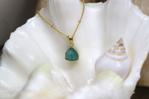 Amazonite gemstone gold necklace