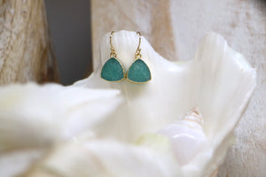 Amazonite gemstone gold earrings