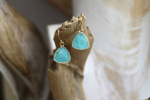 Amazonite gemstone gold earrings
