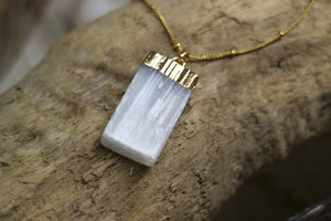 Selenite gold necklace
