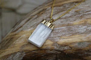 Selenite gold necklace