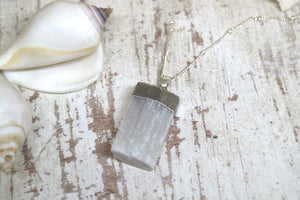 Selenite silver necklace
