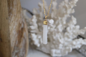 Selenite gold necklace
