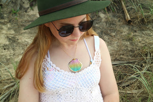 Children's rainbow shell gold necklace