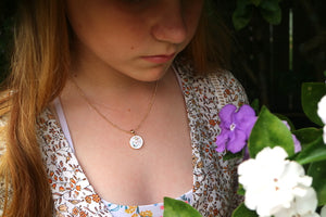 Children's moon, planet and stars gold necklace with opal and cubic zirconia