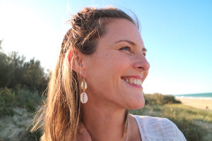 Cowrie shell gold earrings